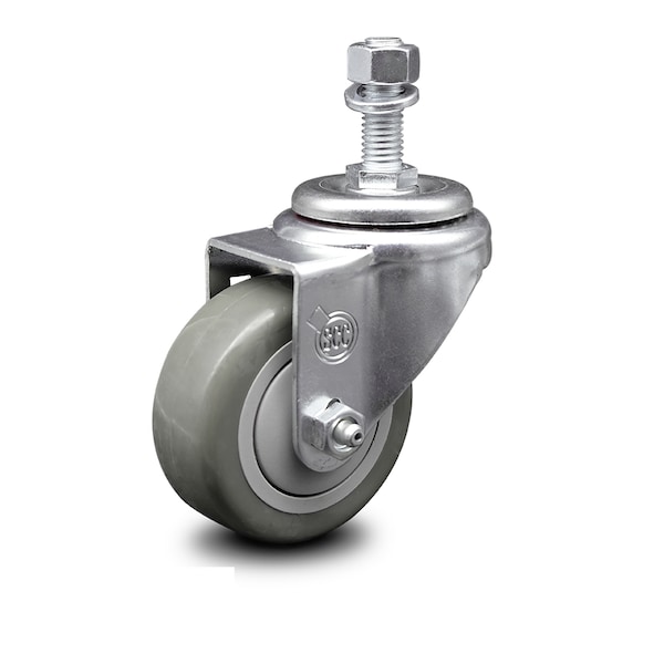 3 Inch Gray Polyurethane Wheel Swivel 12mm Threaded Stem Caster SCC
